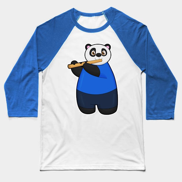 Panda as Musician with Flute Baseball T-Shirt by Markus Schnabel